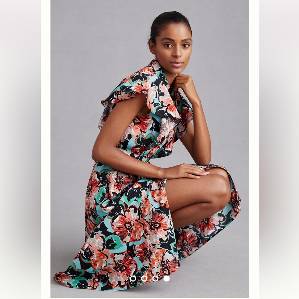 Anthropologie Maeve Flutter Sleeve Shirt Dress
